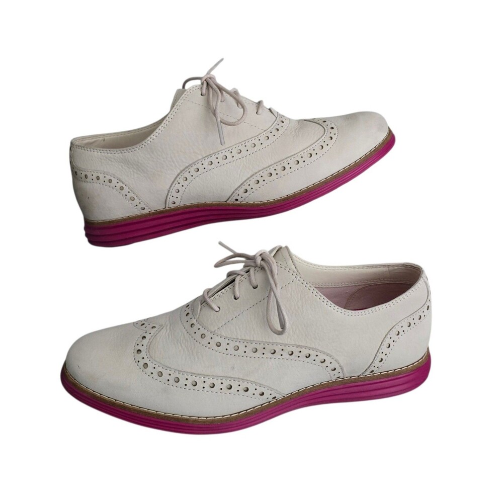 Cole Haan Original Grand Wingtip Oxford Shoes Womens Size 8B White W24361